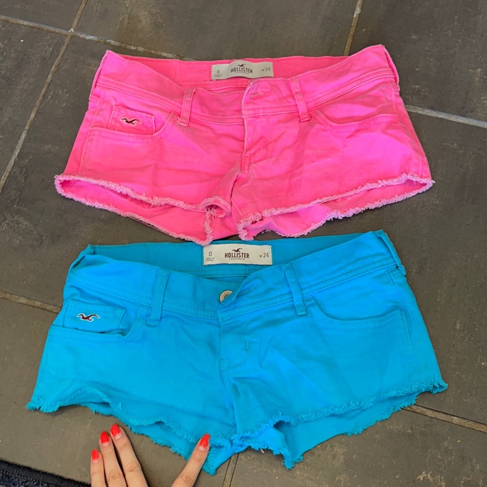 Pink & blue Jean shorts